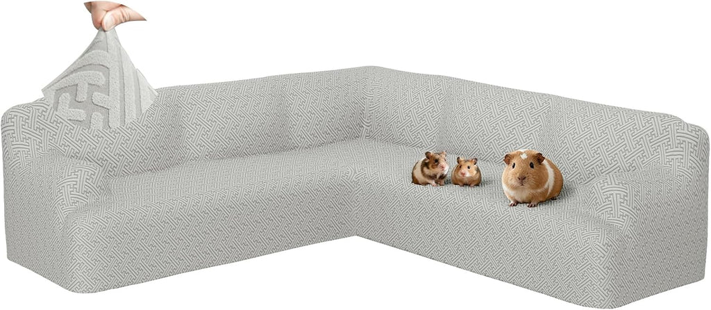 L Shape Sectional Couch Covers 1-Piece Stretch Corner Couch Covers Sofa Cover Non Slip Washable Sofa Slipcovers Soft Fleece Furniture Protector for Dogs Pet (X-Large, Ash Gray)