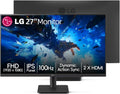LG 27' Full HD (1920 x 1080) IPS Monitor, 100Hz, 5ms, Dynamic Action Sync, Black Stabilizer & Crosshair, HDR10, Reader Mode/Flicker Safe, HDMI, OnScreen Control, VESA Mount, Tilt Adjustable, Black