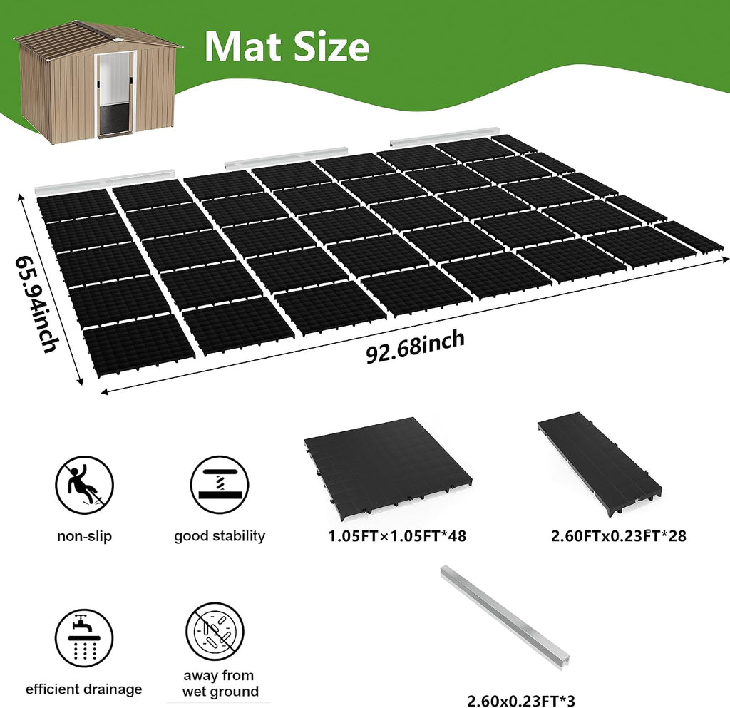 8FT x 6FT Outdoor Storage Shed with Floor,Waterproof Lockable Door Metal Tool Shed with Sliding Door and Air Vents,Storage House for Gardening Tools,Metal Storage Shed for Garden,Backyard,Lawn