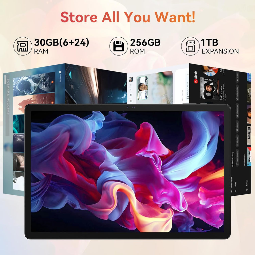 Urao Tablet｜14 inch Android 16 Tablet｜30GB RAM 256GB ROM ｜1920 * 1200 IPS FHD｜10000mAh 30W Fast Charging｜Octa-core Processor｜Wi-Fi 6, BT 5.4｜Dual Camera with Gemini AI｜Keyboard｜Stylus｜Case｜Headphone