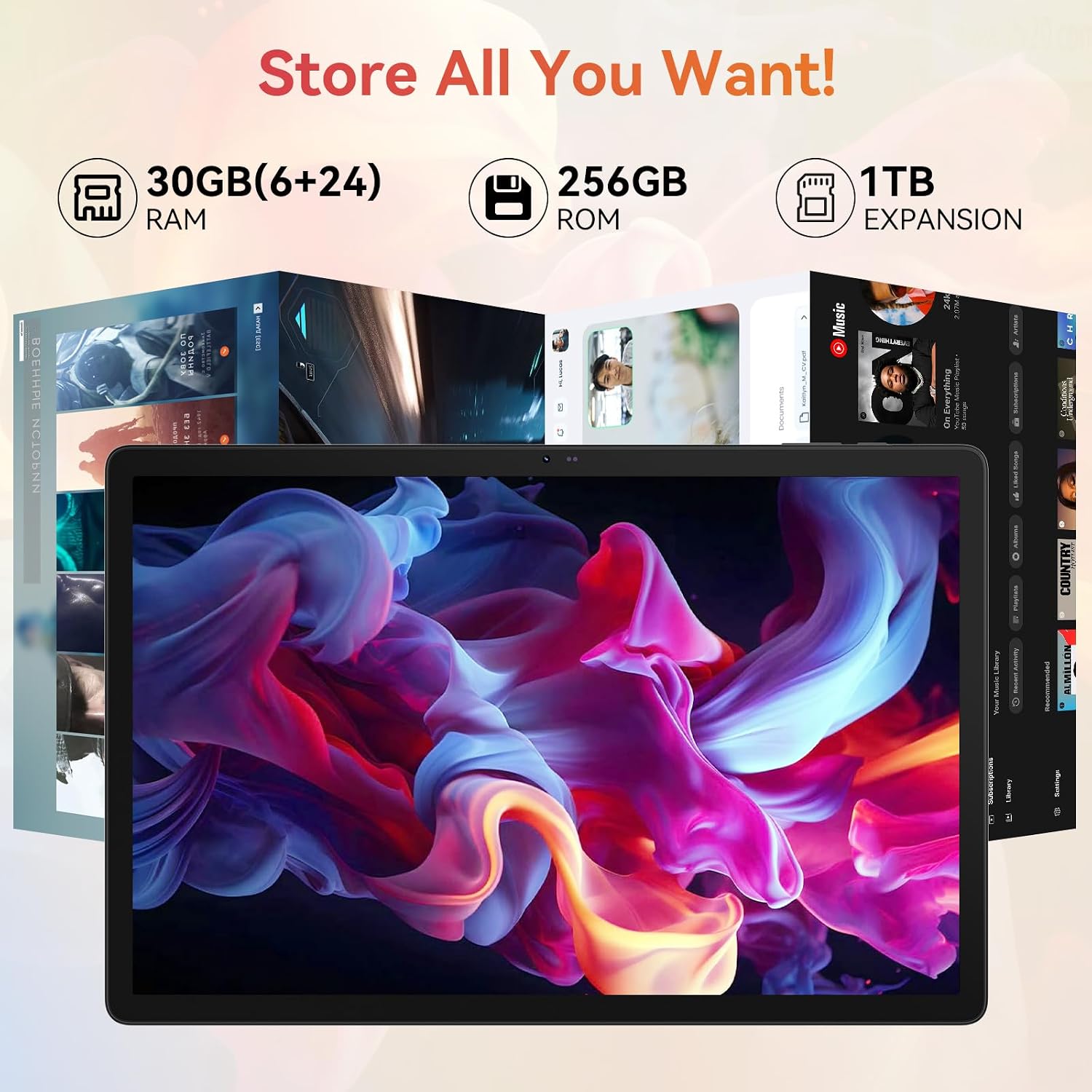 Urao Tablet｜14 inch Android 16 Tablet｜30GB RAM 256GB ROM ｜1920 * 1200 IPS FHD｜10000mAh 30W Fast Charging｜Octa-core Processor｜Wi-Fi 6, BT 5.4｜Dual Camera with Gemini AI｜Keyboard｜Stylus｜Case｜Headphone