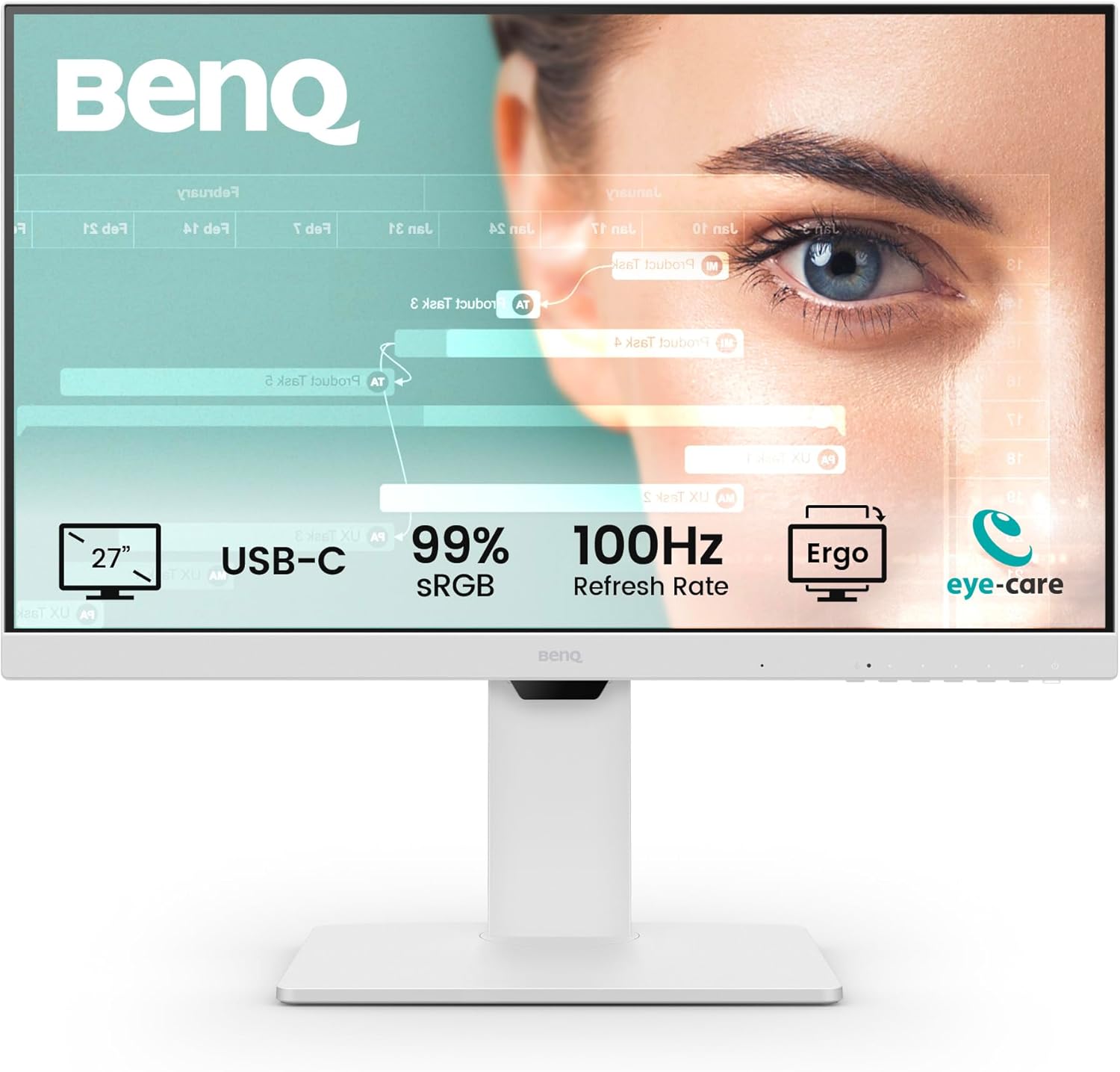 BenQ GW2786TC 27' IPS 1080p Home Office Monitor, FHD, USB-C (65W Power delivery), 100Hz, Eye-Care, Ergo Design, USB hub, Daisy-Chain, high Refresh Rate, 99% sRGB, HDMI, Display Port, TÜV Certified