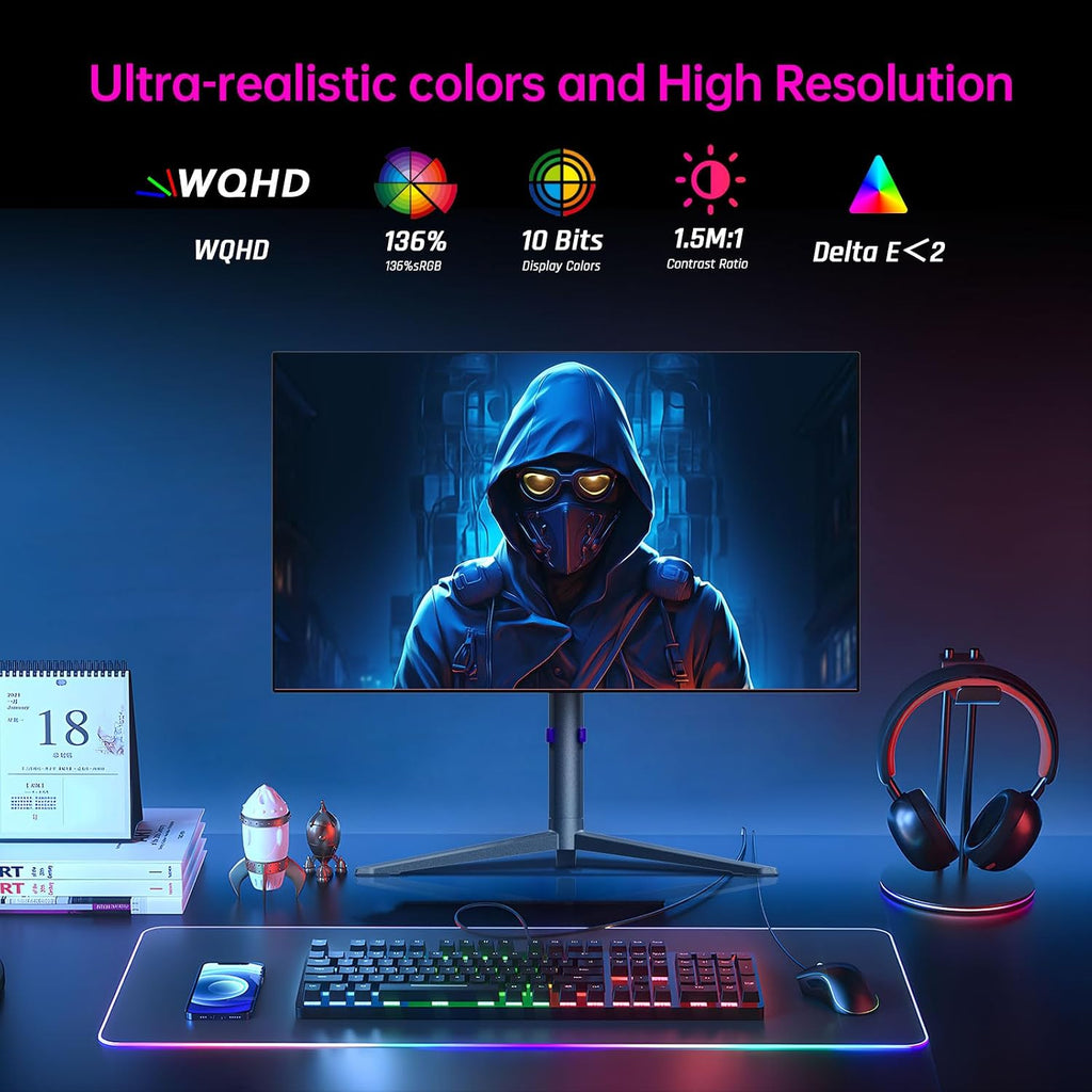 KTC 27 OLED Monitor - 1440p 240hz Monitor 0.03ms GTG, Type-C 65W, Built-in Speakers, 1.5M:1 Contrast Ratio, 136% sRGB, DisplayPort1.4, HDMI2.0,USB-C 3.0, Vesa, PC Moniter (Renewed)