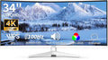 ZZA 34 Inch Ultrawide Curved Monitor Built in Speakers 4K Gaming Computer Monitor 100Hz, WQHD(3440x1440P) Curved 3800R 21:9 Ultra Wide PC Display, 130% sRGB, HDMI &DP, VESA Mount Compatible-White