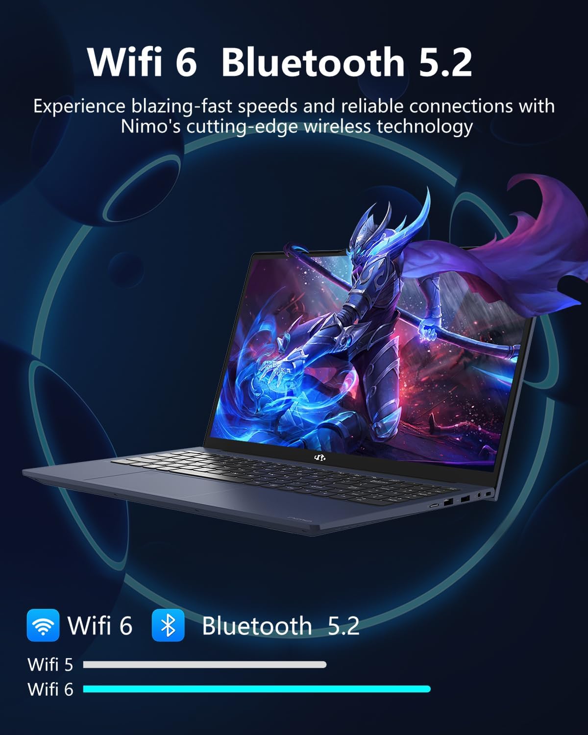 NIMO 15.6' IPS FHD-Laptop, Intel Pentium Quad Core N100 16GB RAM 256GB SSD (Beat i3-1115G4, Up to 3.4GHz) Computer with Backlit Keyboard Fingerprint Type-C WiFi 6 BT5.2, for Student and Home