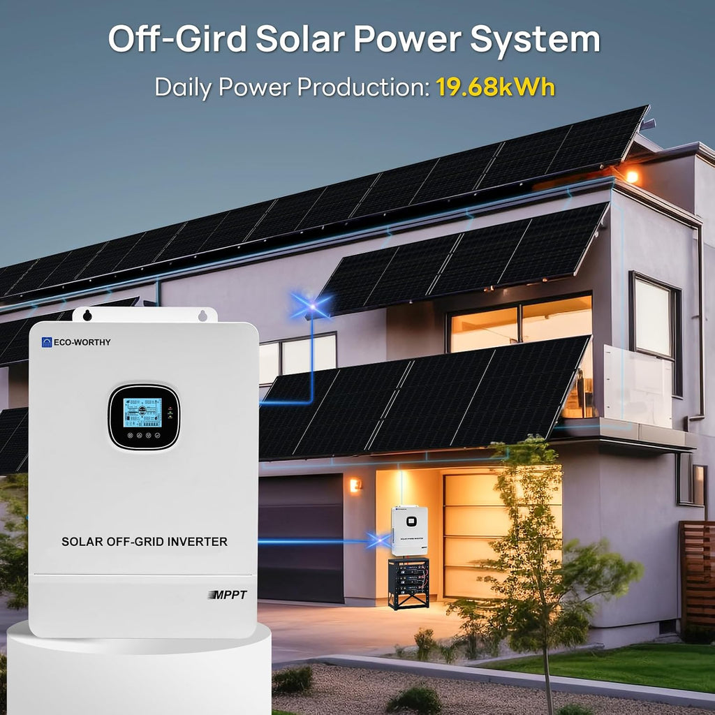 ECO-WORTHY 10KW Output Home Off-Grid Solar Power System: 30.72kwh Server Cabinet with Communication Lithium Battery, Large Capacity, More Freedom.4920W Monocrystalline Photovoltaic Solar Panel Matrix.