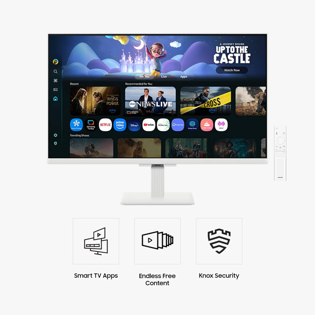 Samsung 27-Inch M5 (M50F) Series FHD Smart Monitor with Streaming TV, Speakers, HDR10, Gaming Hub, Multiple Ports, Workout Tracker, White, LS27FM503ENXZA (Renewed)