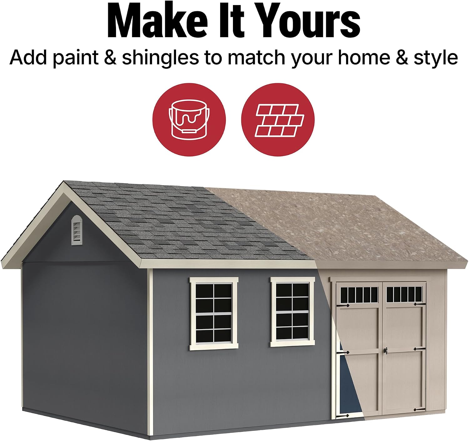 Handy Home Products Beachwood 8x12 Do-it-Yourself Wooden Storage Shed- Does not Include Floor kit, Paint, or Roofing Shingles