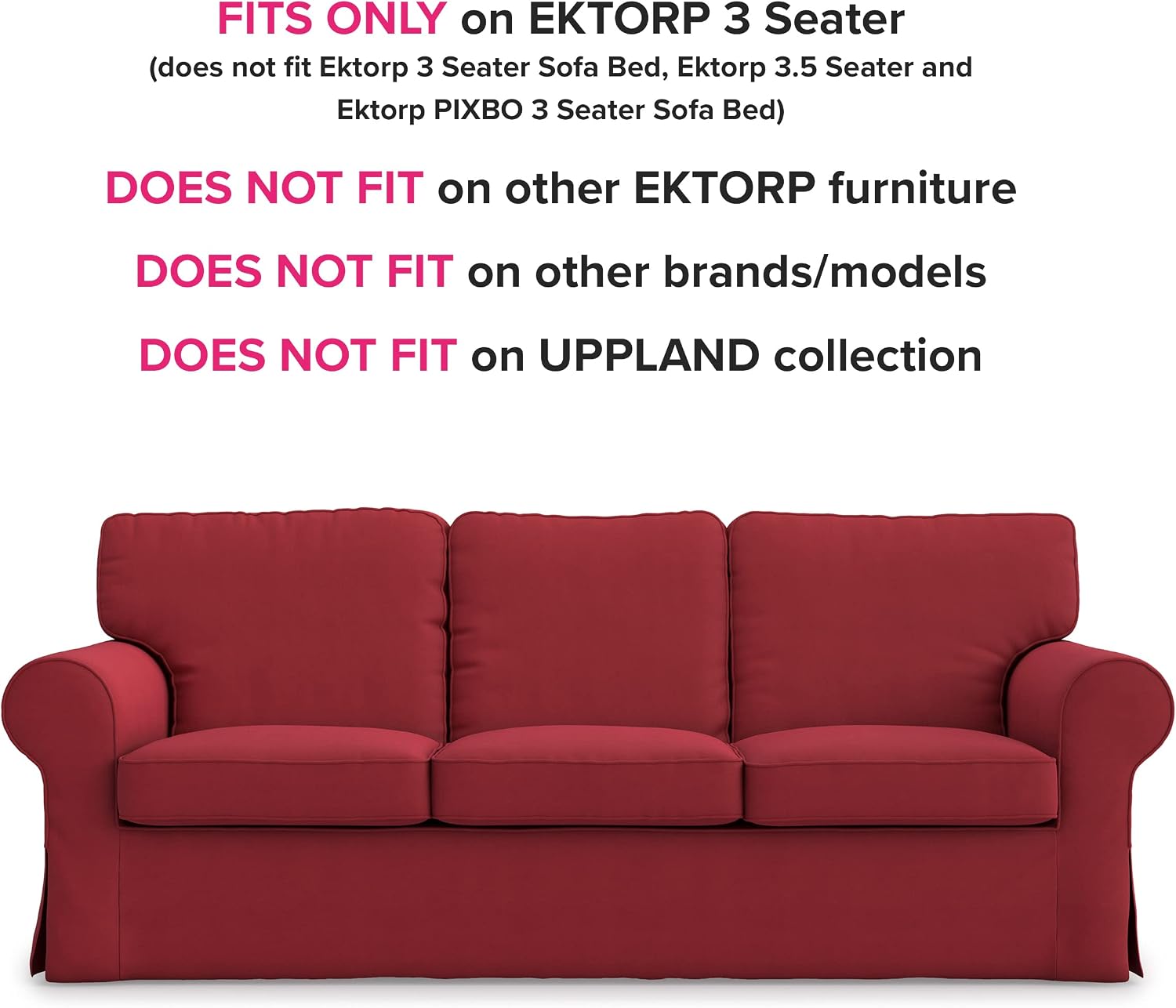 Cotton Ektorp 3 Seat Sofa Cover Slipcover Replacement Made for The IKEA Ektorp 3 Seat Sofa Cover(Cotton Red)-Does NOT fit Ektorp 3.5-seat Sofa