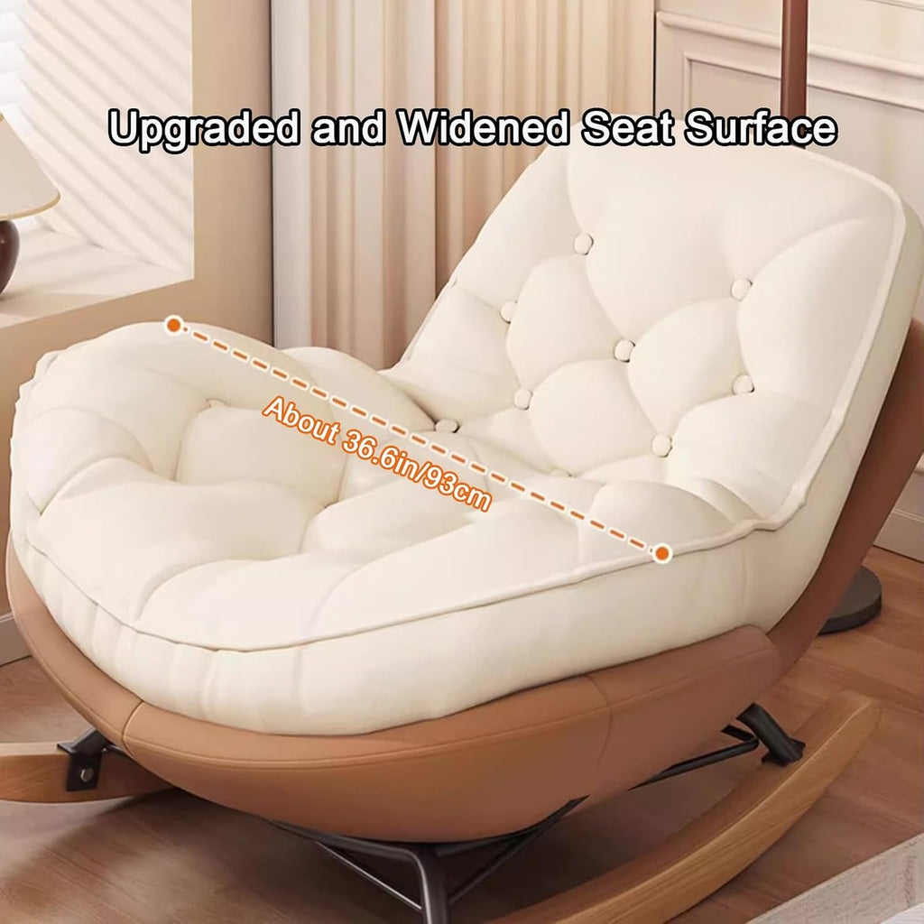 Glider Rocking Chair, Upholstered Rocking Chair Indoor, with Thick Cushion Nursery Rocking Chairs, for Living Room, Bedroom (Color : Brown, Size : A)