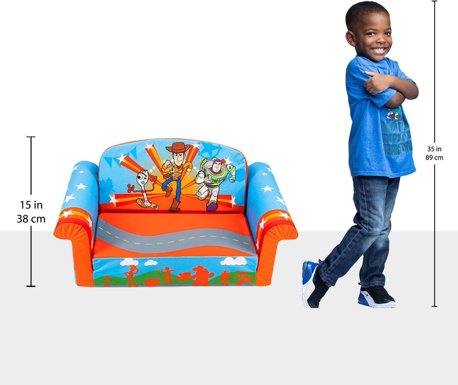 Marshmallow Furniture 2 Pack Kids 2-in-1 Flip Open Foam Sofa Bed, Toy Story 4