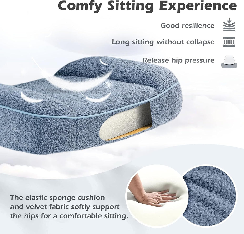 SEATZONE Home Office Desk Chairs with Wheels and Armrests,Office Chair Comfortable Ergonomic Mesh with Teddy Fleece Fabric Executive Computer Chairs for Adults and Teens,Blue