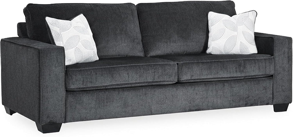 Signature Design by Ashley Altari Modern Queen Sofa Sleeper with 2 Accent Pillows, Dark Gray