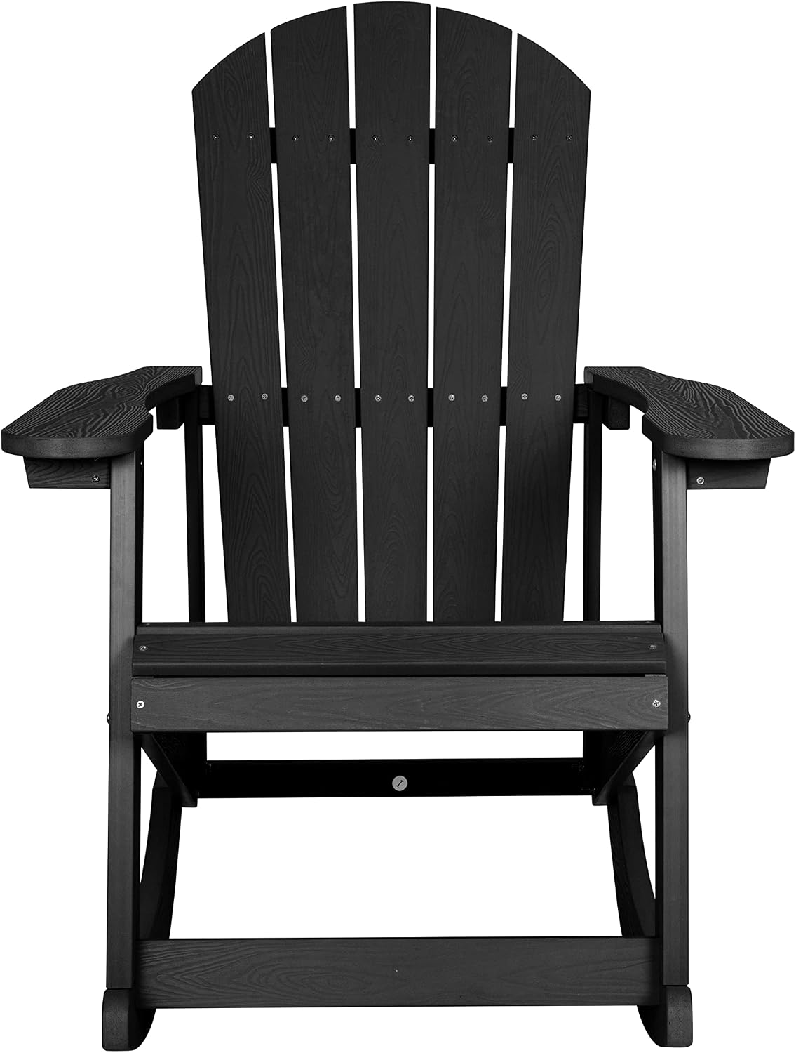 Flash Furniture Savannah All Weather Adirondack Rocking Chair, Polyresin Wood Adirondack Chair with 350-lb. Static Weight Capacity, Black