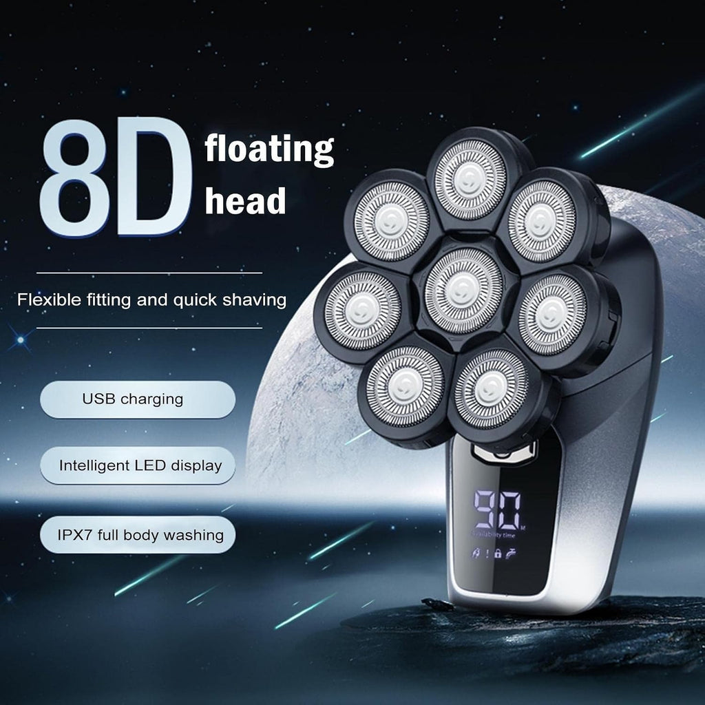 Electric Razor for Men, 8D Face Head Electric Shavers For Bald Men Electric Bald Head Shaver With Nose Hair Trimmer Waterproof Rotary Shave