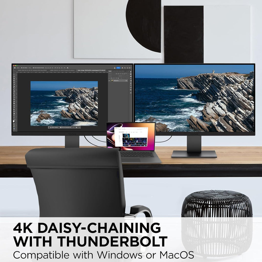 ViewSonic VP3276T-4K 32 Inch 4K ColorPro Monitor, IPS Display with 100% sRGB and Pantone Validated for Mac Studio and MacBook Pro, Advanced Ergonomics, Thunderbolt 4, HDMI, and DisplayPort Inputs