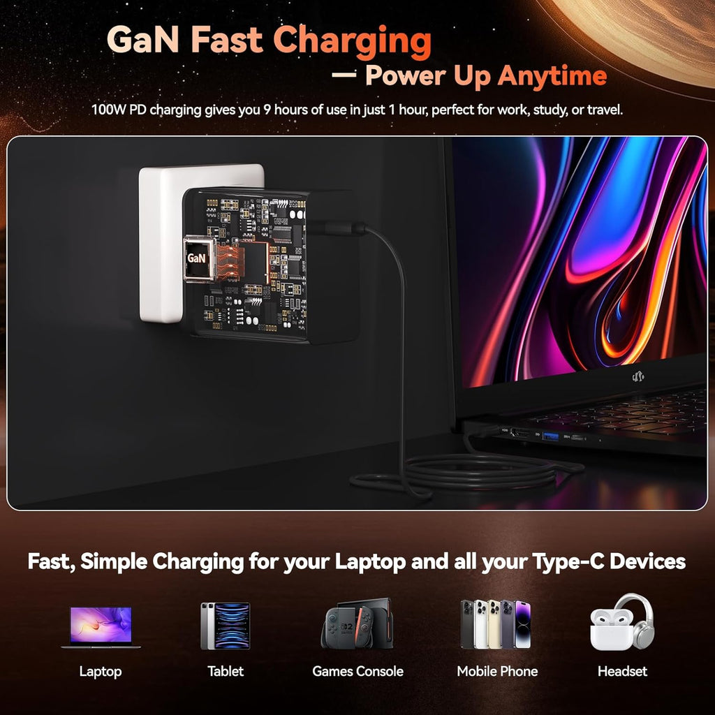 NIMO 17.3' FHD Gaming Laptop – AMD Ryzen 7 7735HS 8-Core/16-Thread, Radeon 680M Graphics, 16GB DDR5, 512GB NVMe SSD, Light Gaming & Esports Ready, Backlit Keyboard, Fingerprint Unlock, 100W PD Type-C