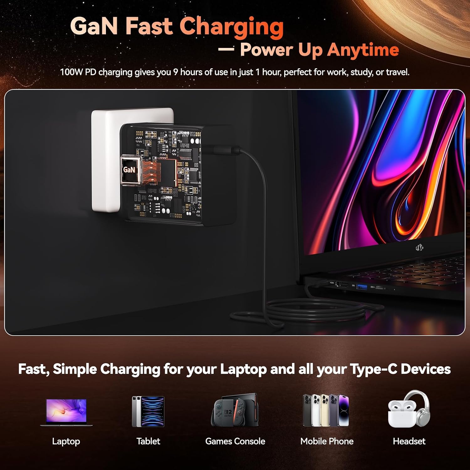 NIMO 17.3' FHD Gaming Laptop – AMD Ryzen 7 7735HS 8-Core/16-Thread, Radeon 680M Graphics, 64GB DDR5, 1TB NVMe SSD, Light Gaming & Esports Ready, Backlit Keyboard, Fingerprint Unlock, 100W PD Type-C