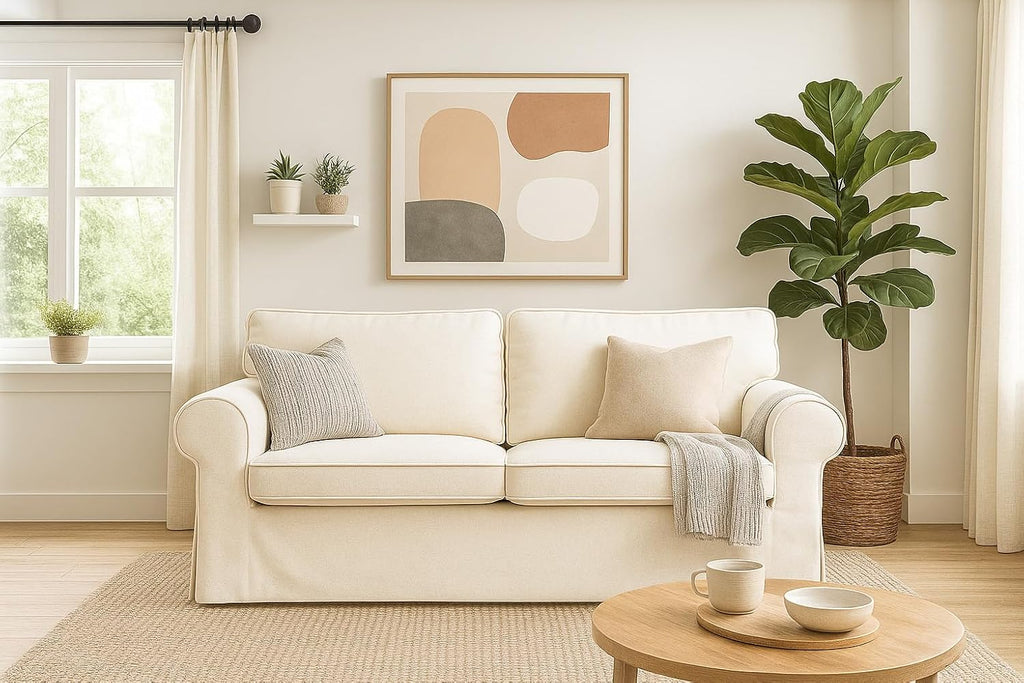 Ektorp Loveseat Cover Replacement for IKEA Ektorp Sofa Cover, Ektorp 2 Seater Sofa Cover,Ektorp Cover Only!(Daily Off White)