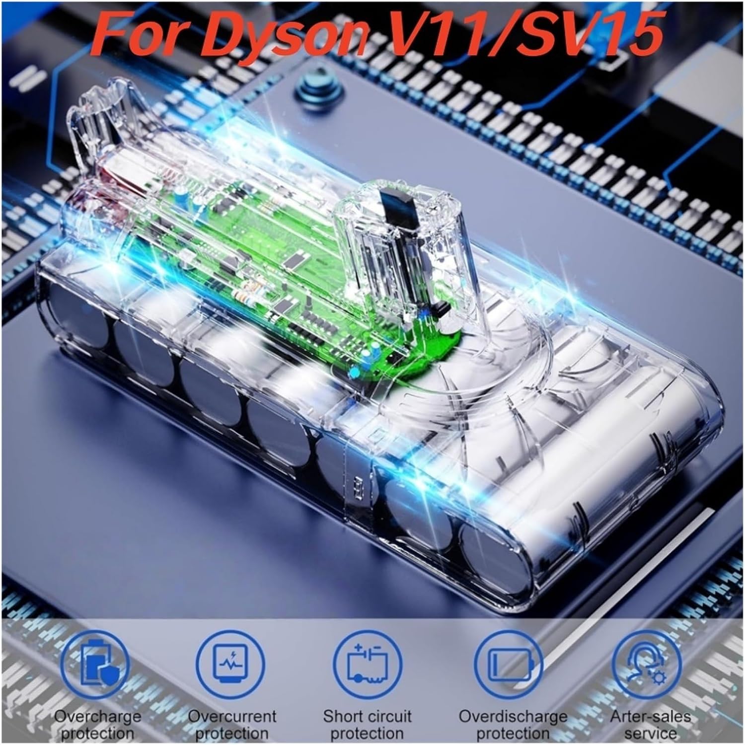 25.2V 6000mAh/8000mAh Rechargeable Battery, Compatible with Dyson V11 (SV15/SV16/SV17/SV18/SV22) Absolute/Animal/Fluffy Vacuum(8000mAh)