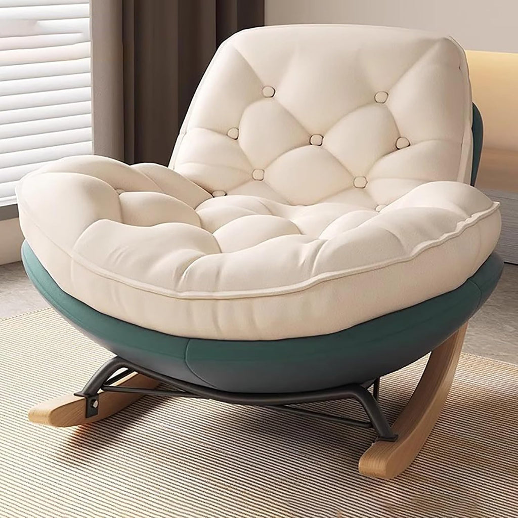 Glider Rocking Chair, Upholstered Rocking Chair Indoor, with Thick Cushion Nursery Rocking Chairs, for Living Room, Bedroom (Color : Army Green, Size : A)