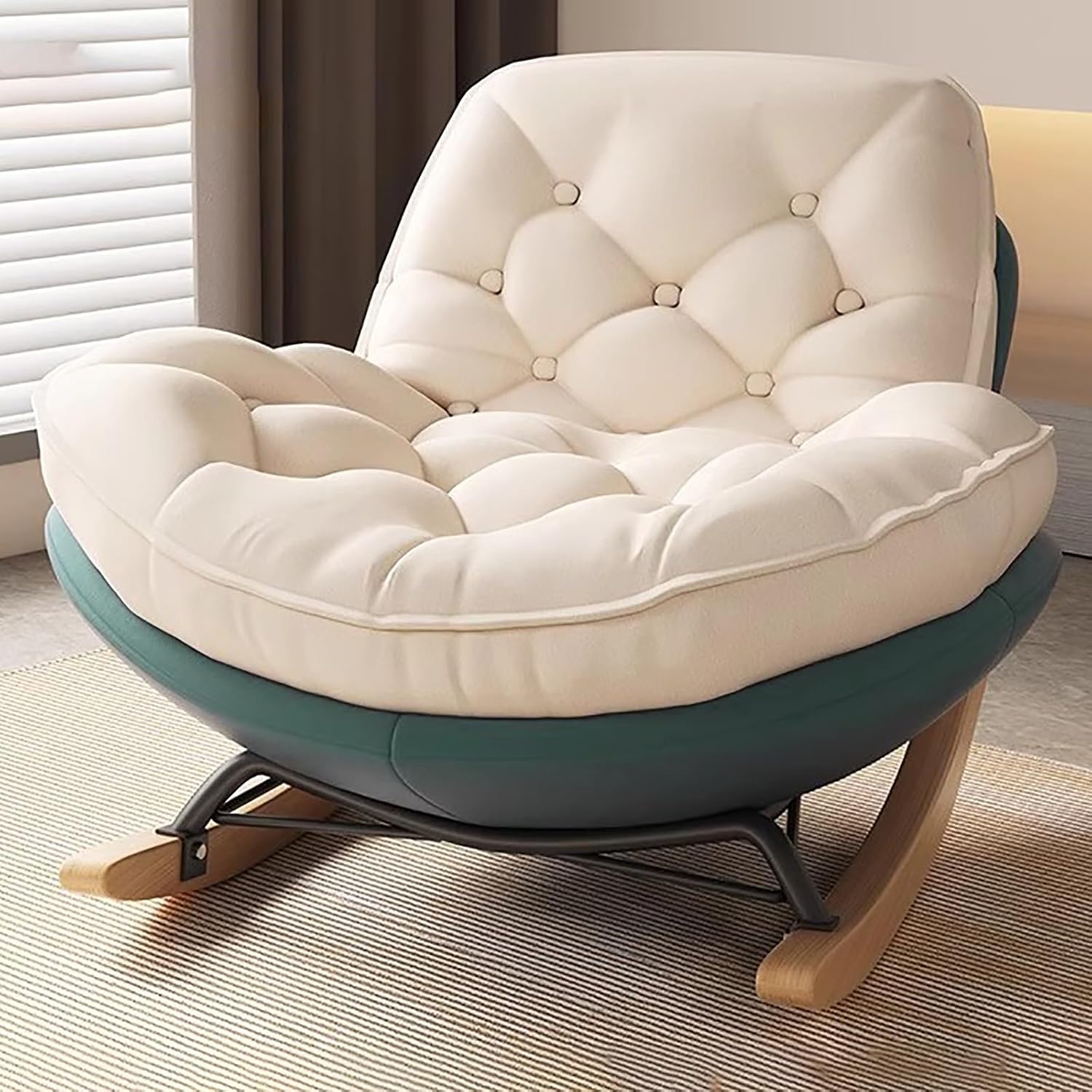 Glider Rocking Chair, Upholstered Rocking Chair Indoor, with Thick Cushion Nursery Rocking Chairs, for Living Room, Bedroom (Color : Army Green, Size : A)