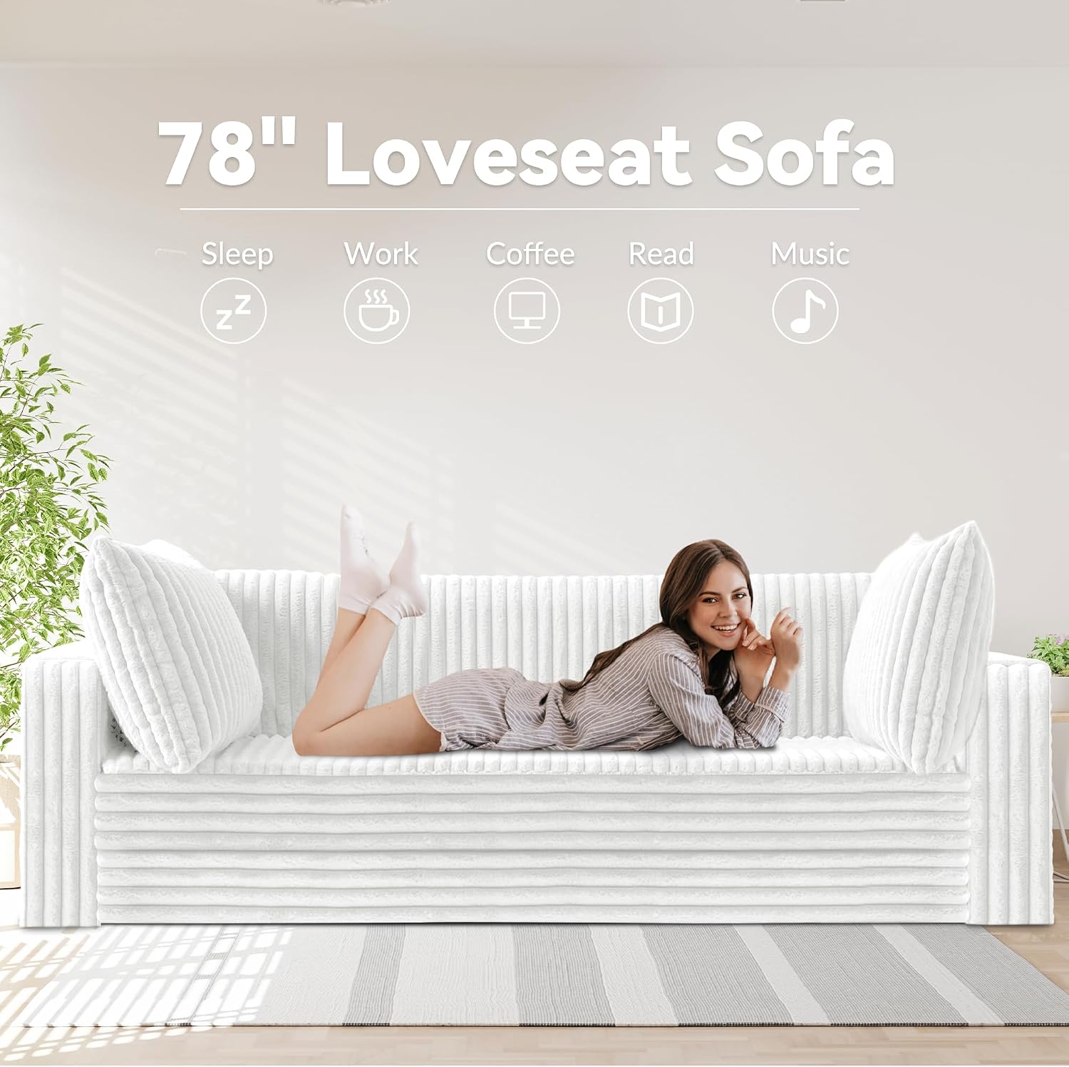 HABUTWAY Folding Sofa Bed, 2 in 1 Convertible Sleeper Chair with 2 Pillows, Portable Fold Out Chair Bed with Armrest, Comfy Floor Couch, Lazy Sofa for Living Room Bedroom Dorm Home Office, Beige