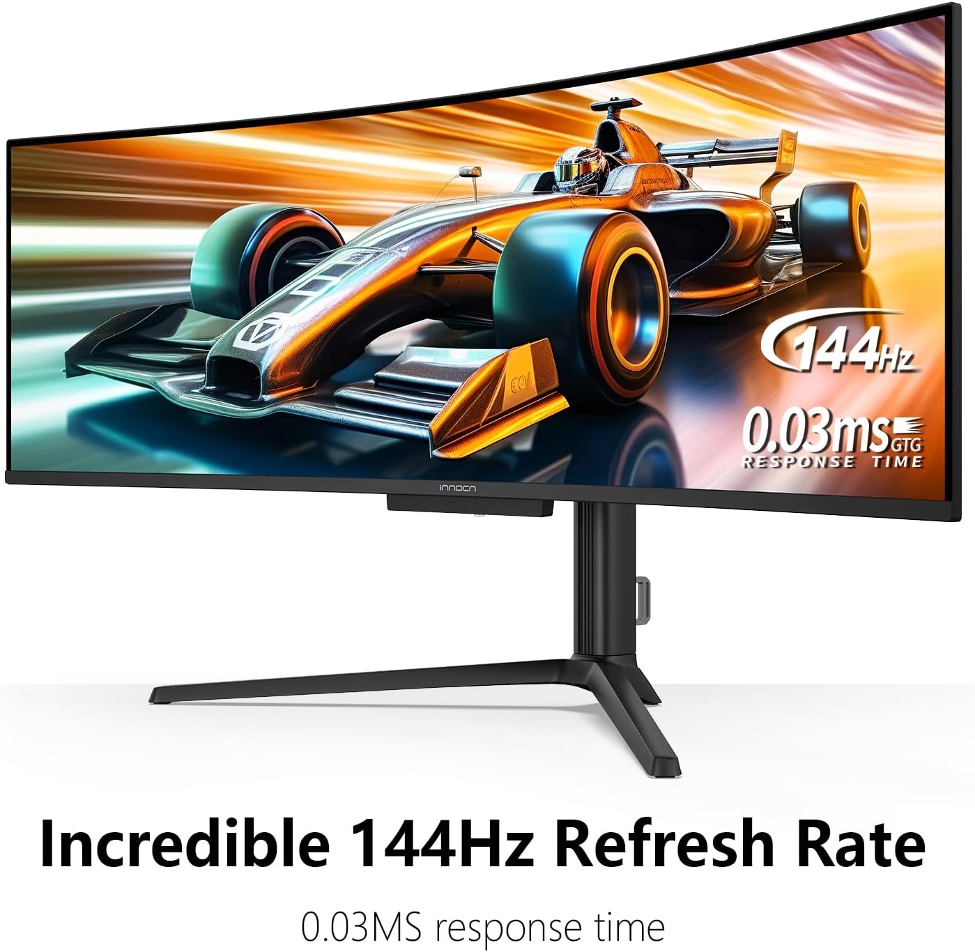 INNOCN 49' OLED Ultrawide Curved Monitor 5K2K 5120 x 1440p 144Hz, 0.03ms, Computer Monitor for AI PC, USB Type C 90W, HDMI 2.1, DisplayPort, USB Hub, Speakers, Adaptive-Sync, Adjustable Stand, Black