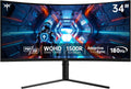 KTC 34 Inch UWQHD Curved Gaming Monitor, 3440x1440 Ultrawide 1500R, 180Hz 21:9 Display, 1ms, 4000:1 Contrast, Tilt/Swivel/Pivot/Height Adjust, HDMI2.0 & DP1.4,H34S5 (Renewed)