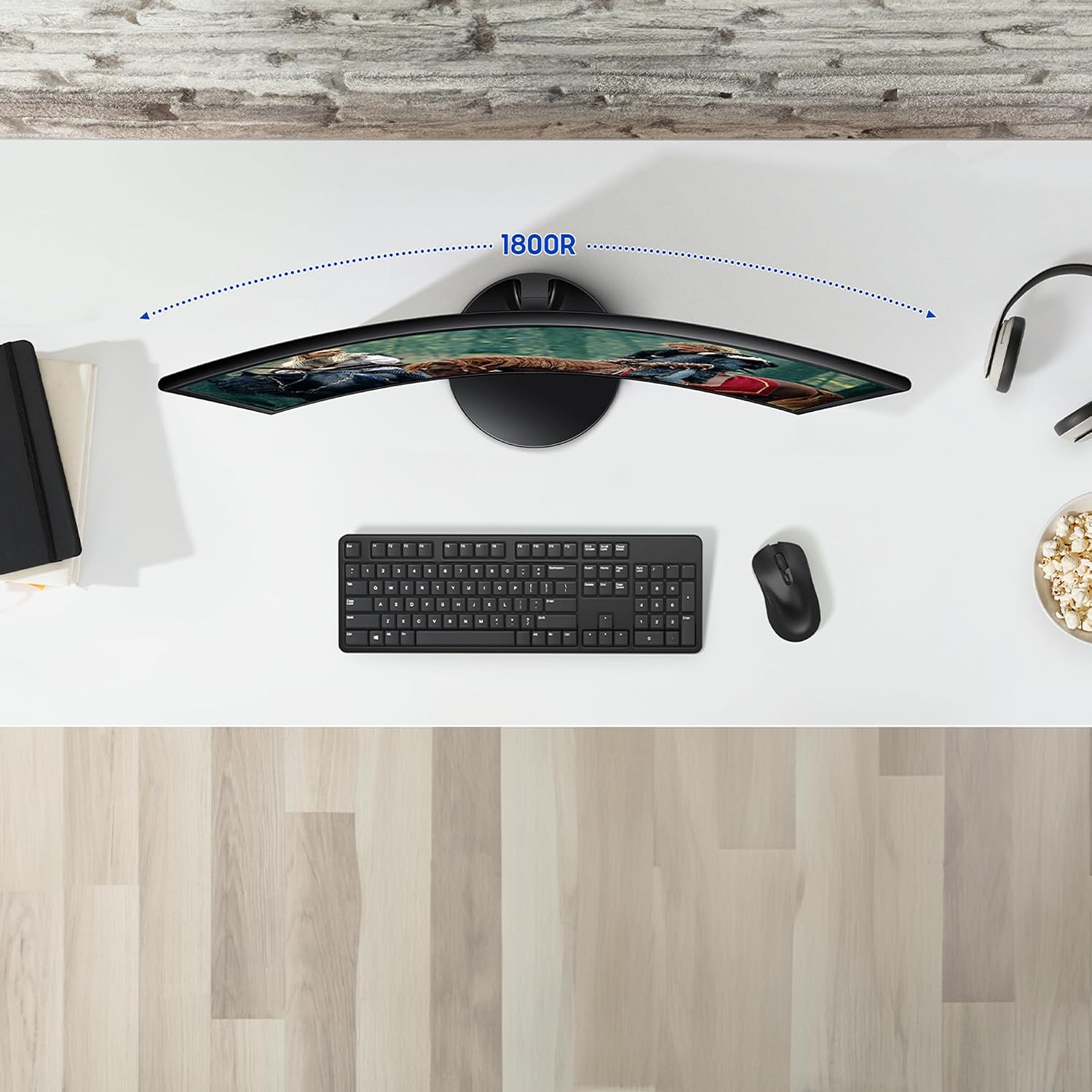 Samsung 27' Essential S3 (S36GD) Curved Monitor - FHD, 1800R Curved Screen, 100Hz, Eye Saver Mode, Game Mode, HDMI D-sub, LS27D36CGANXZA