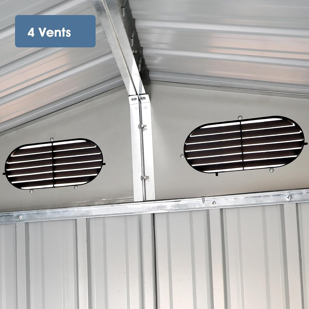 Metal Sheds, Outdoor Storage Shed, Large Metal Garage Shed with 2 Doors and 4 Vents, 13x20ft Dark Gray