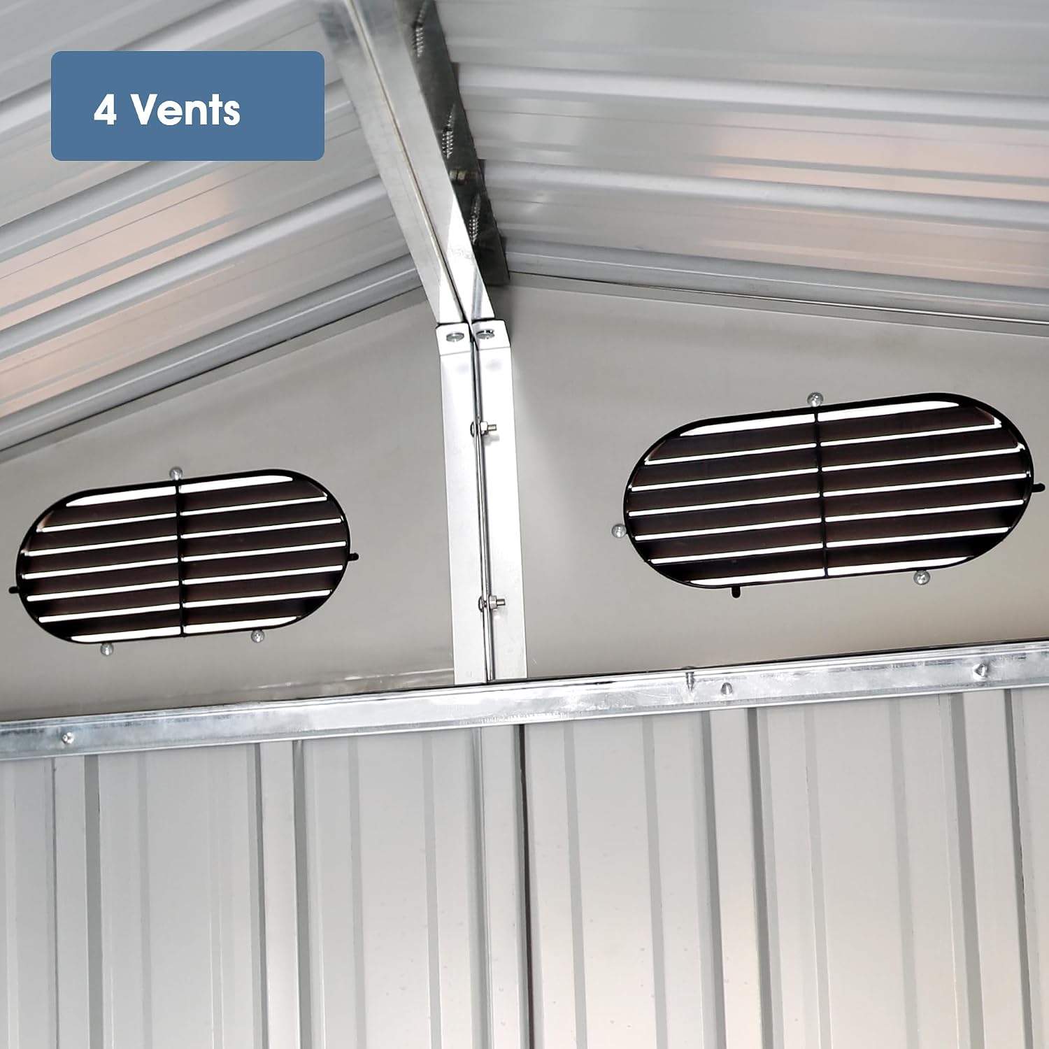 Metal Sheds, Outdoor Storage Shed, Large Metal Garage Shed with 2 Doors and 4 Vents, 13x20ft Dark Gray