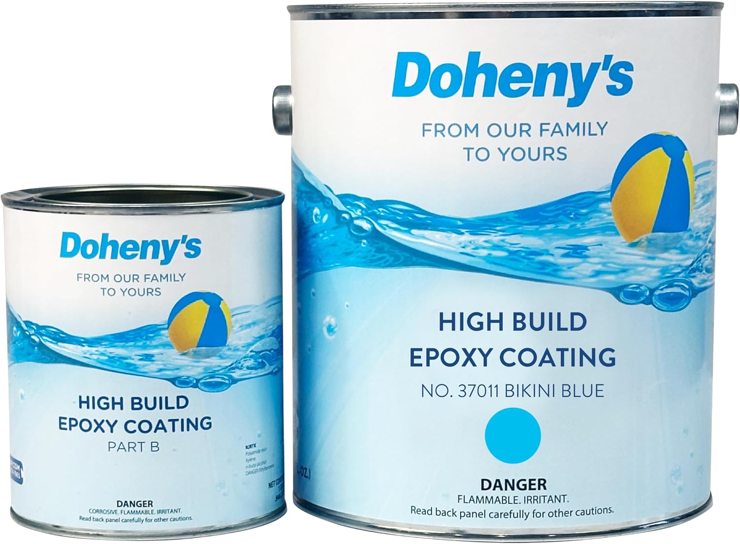 Doheny's Pro-Grade High Build Self-Priming Epoxy Swimming Pool Paint | Formulated for Excellent Stain, Chemical, and Abrasion Resistance | VOC Compliant (Bikini Blue)