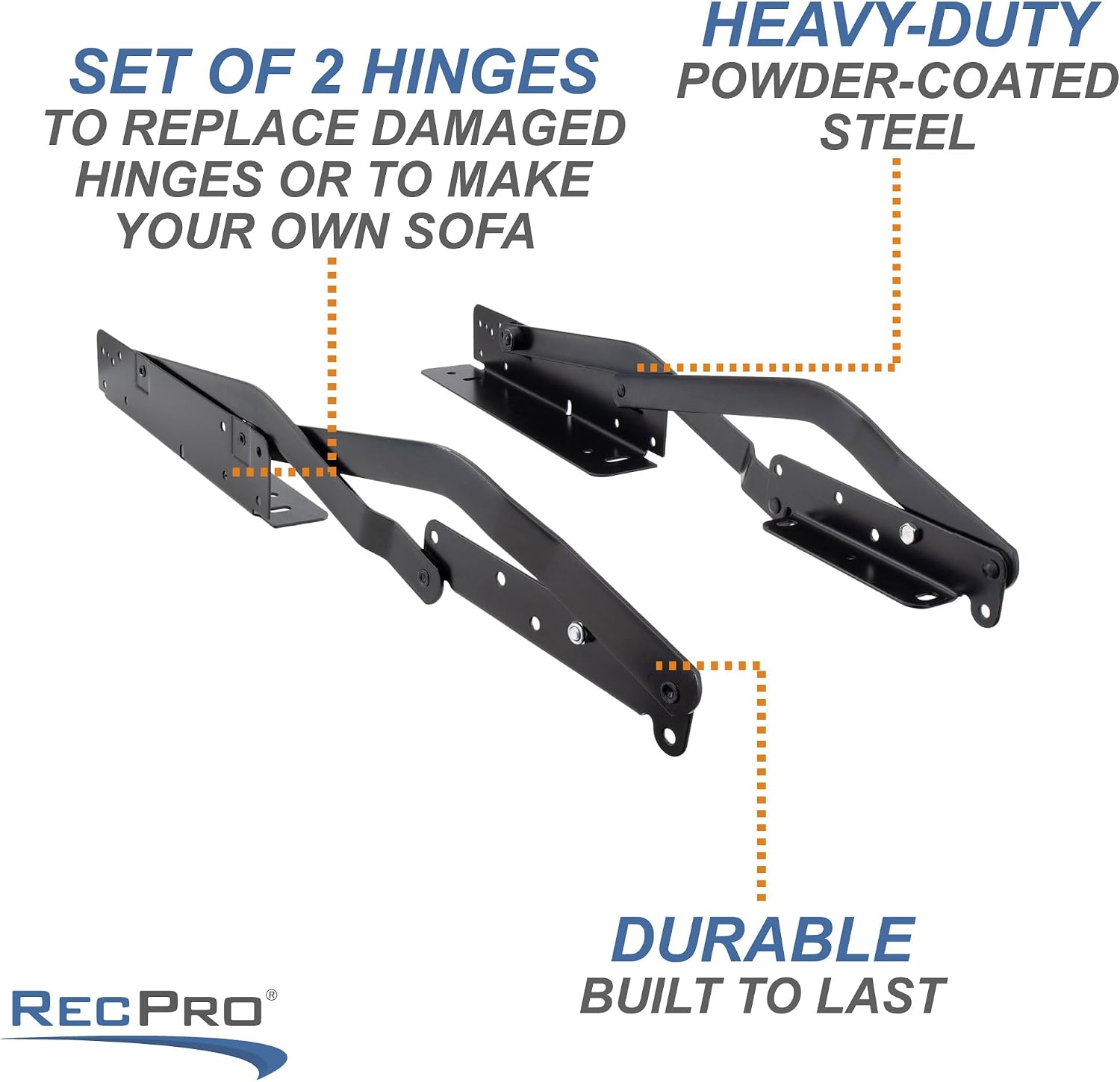 RecPro RV Roll Over Sofa Bed DIY Kit | Fold Down Sofa Hardware | Camper Van Wall Mount Hinge Kit