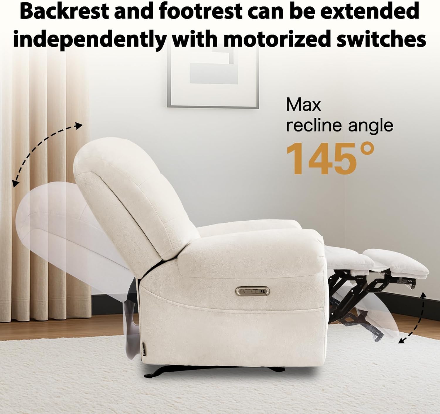 EONIX Mordern Massage Rocker Recliner Chair, Dual Motor Power Rocking Recliners for Small Spaces, Lazy Boy Recliner Chair with Heat and Massage for Living Room, Bedroom, Study, Pearl White