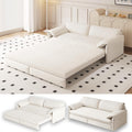 66' Sofa Bed Queen Size, Pull Out Couch Bed, 3-in-1 Convertible Sleeper Sofa with Side Pocket, Modern Velvet Futon Couch for Living Room, Small Space, Apartment, Bedroom, Beige