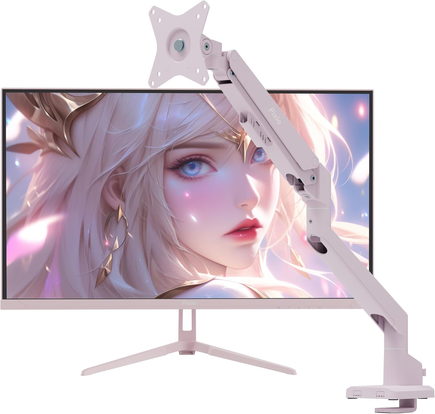 Pixio PX279 Wave Pink 27 inch 240Hz Refresh Rate FHD 1080p Resolution Fast IPS Panel 1ms GTG Resonse Time Gaming Monitor and PS1S Wave Pink Single Monitor Arm - Fits up to 32 inches and 19.8lbs