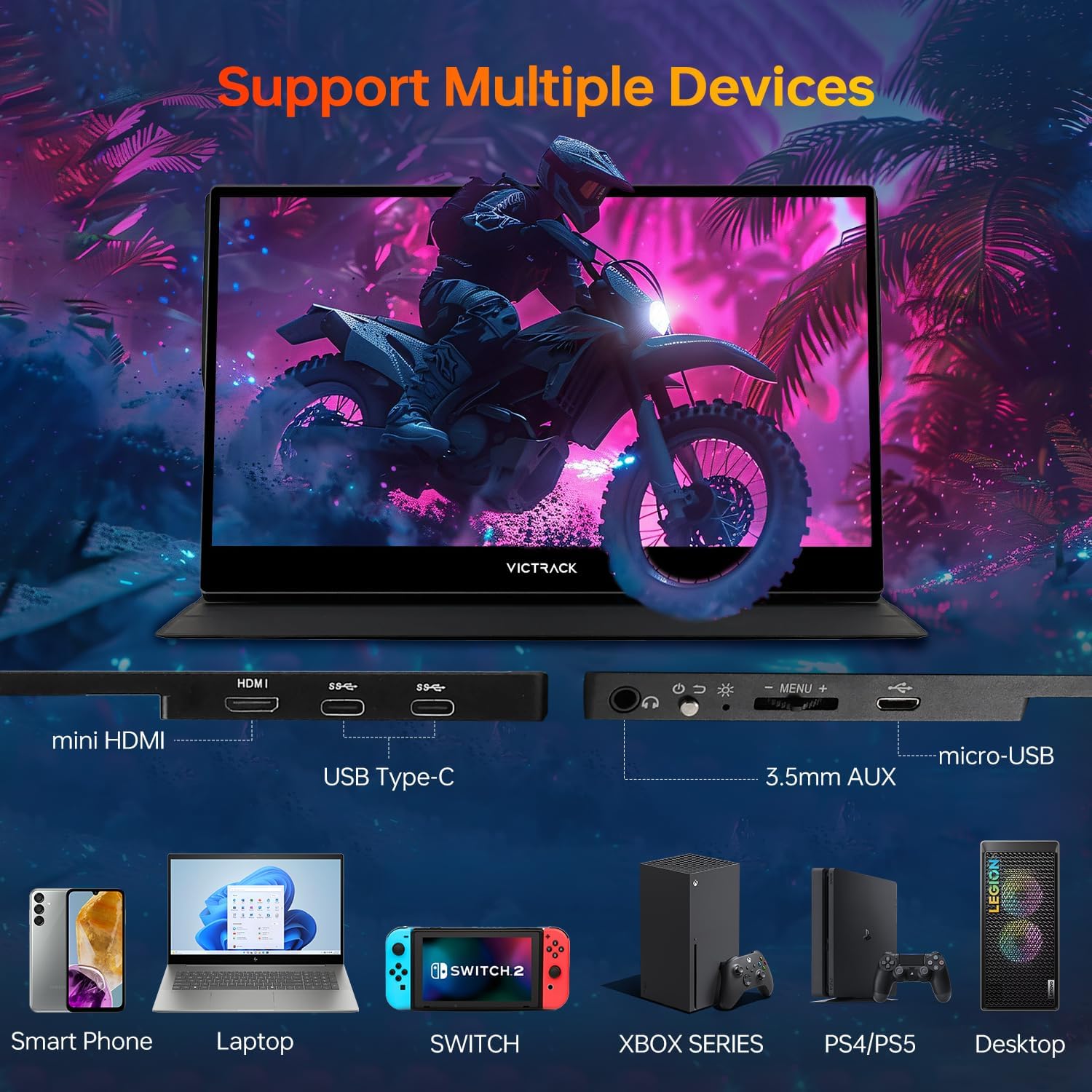 4K UHD Touchscreen Ultra Portable Monitor for Gaming and Designing, 13.3' Slim UHD (3840 x 2160) Touch 100% sRGB, Type-C, USB & Mini HDMI Portable Gaming Monitor with Cover