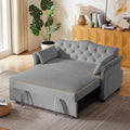 Auvsoce 57'' Convertible Sleeper Sofa Bed with Adjustable Backrest, Chaise Lounge, 2 Pillows & Side Storage Pockets – Stylish & Functional Furniture for Living Room or Small Spaces (Grey Sofa Bed)