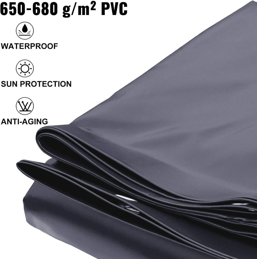 VEVOR 12x20ft Rectangular Swimming Pool Cover, PVC Charcoal Winter Canopy, Waterproof & Dirt-Repellent