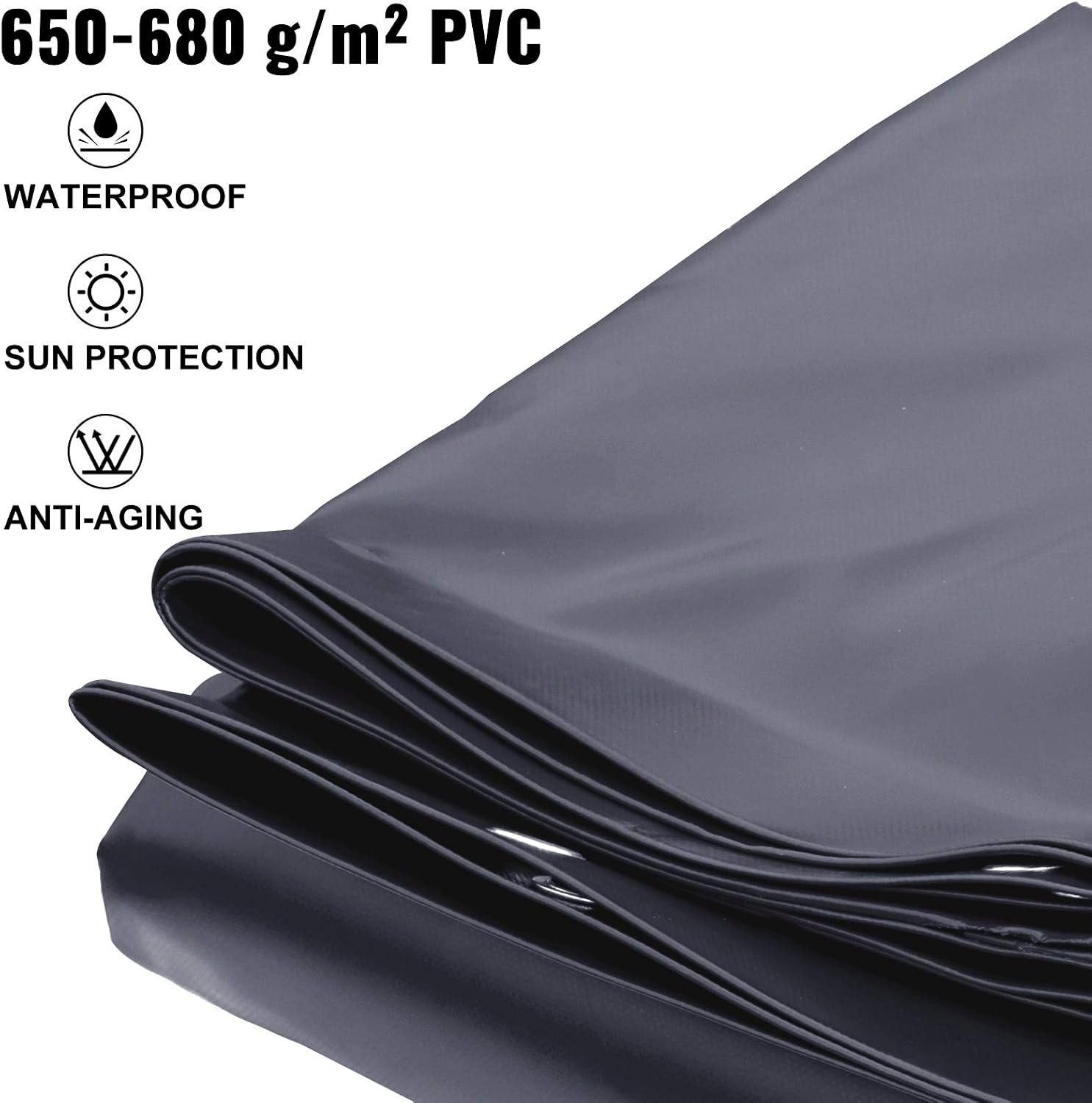 VEVOR 12x20ft Rectangular Swimming Pool Cover, PVC Charcoal Winter Canopy, Waterproof & Dirt-Repellent