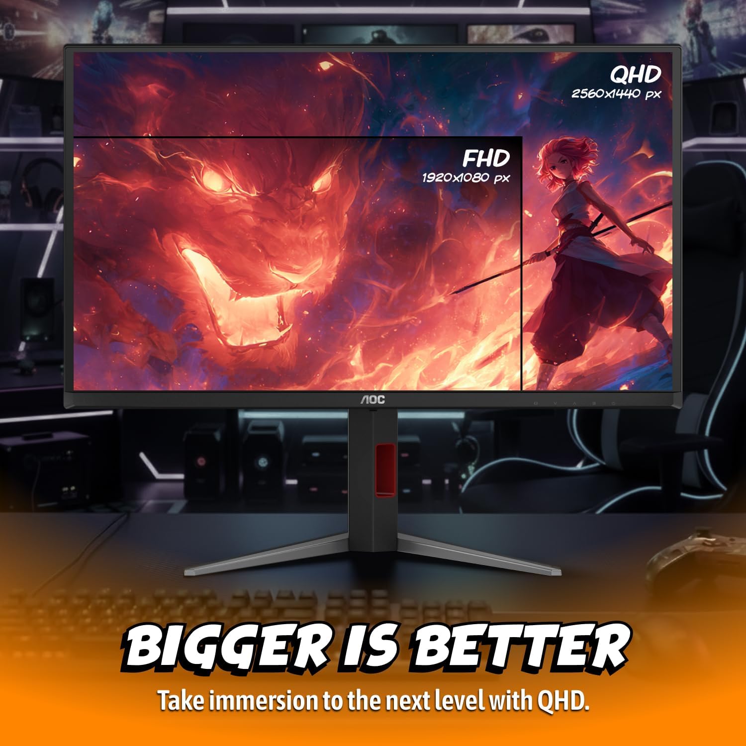 AOC 27 Inch OLED Gaming Monitor (QD-OLED), 1440p QHD 2560x1440, 240Hz, 0.03ms, HDMI 2.1, G-SYNC Compatible, HDR True Black, Height Adjustable Stand, USB Hub, Q27GAZDV