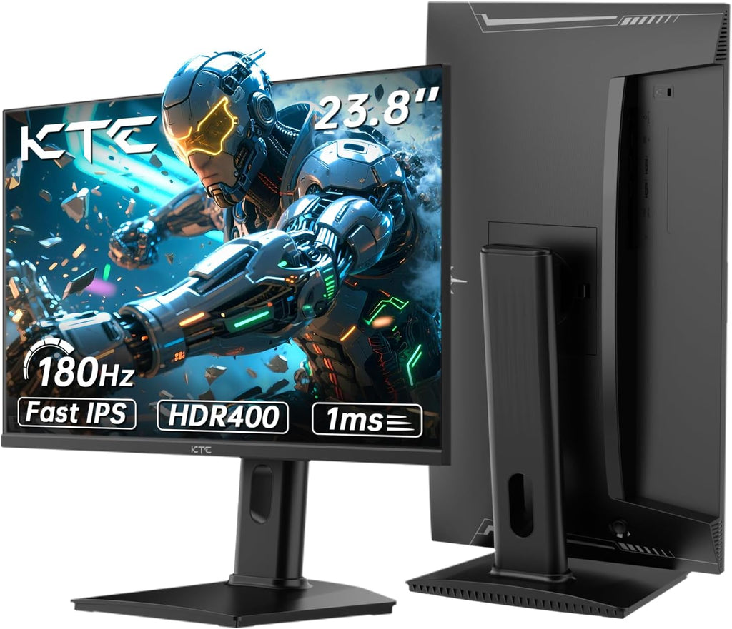 KTC 24 inch Gaming Monitor QHD 180Hz, Fast IPS 1440p Computer Monitor, Up to 185Hz, 1ms, G-Sync/FreeSync, HDR400, Height Adjustable, 2 x HDMI, 1 x DP H24T7 (Renewed)