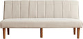 HomePop Upholstered Bergen Convertible Futon Sofa Bed, Modern Sofa Couches for Living Room, Small Spaces, Dorm, Apartment, Beige Woven