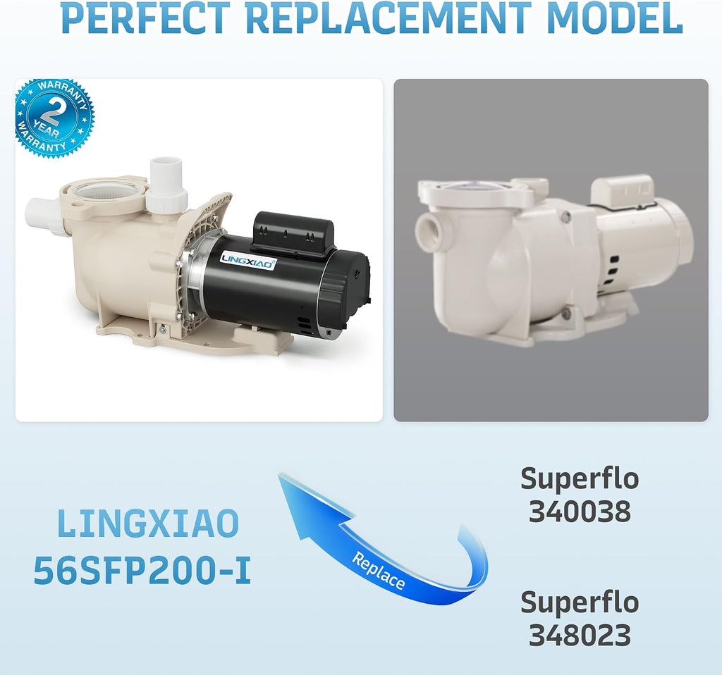 Single Speed Pool Pump 1.5HP, 115/208-230V, 6340GPH, In/Above Pool Pump, Low Nosie, High Flow, Powerful Self Primming Swimming Pool Pumps Inground with 2'/1.5' Fittings - 2 Year Warranty