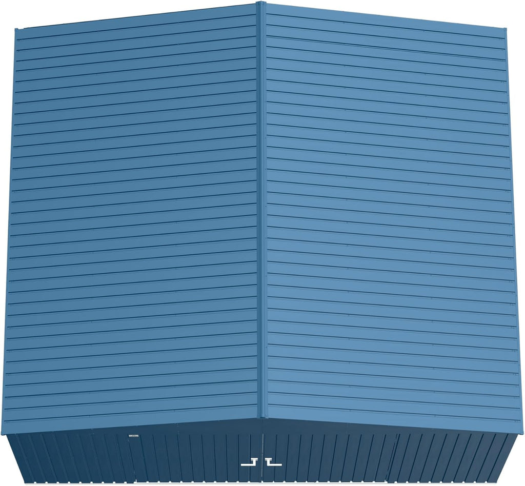 Arrow Shed Elite 14' x 12' Tall Outdoor Steel Storage Shed with High Gable and Lockable Doors Storage Building, Blue Grey