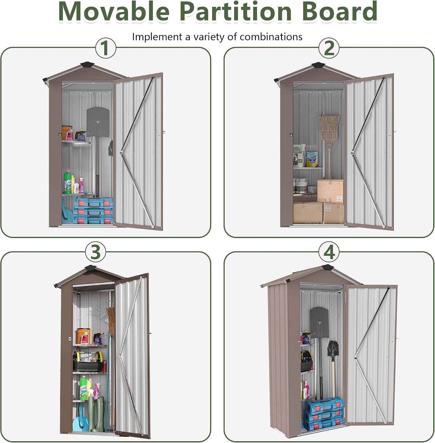 KEIKI Outdoor Storage Shed, 69.7''x16.9''x29.5'' Metal Tool Shed with Sloping Roof & Lockable Door, Small Shed, Top Tall Vertical Tool Cabinet for Backyard Garden Patio Lawn