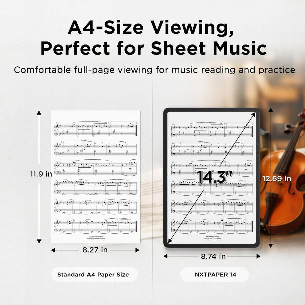 TCL NXTPAPER 14 Android Tablet, 14.3' Paper-Like Display Drawing Pad, Digital Notebook & Musician Tablet with 4096-Level Stylus & Flip Case, 8+8GB RAM, 256GB Storage, 10000mAh, Multi-Window, Gray