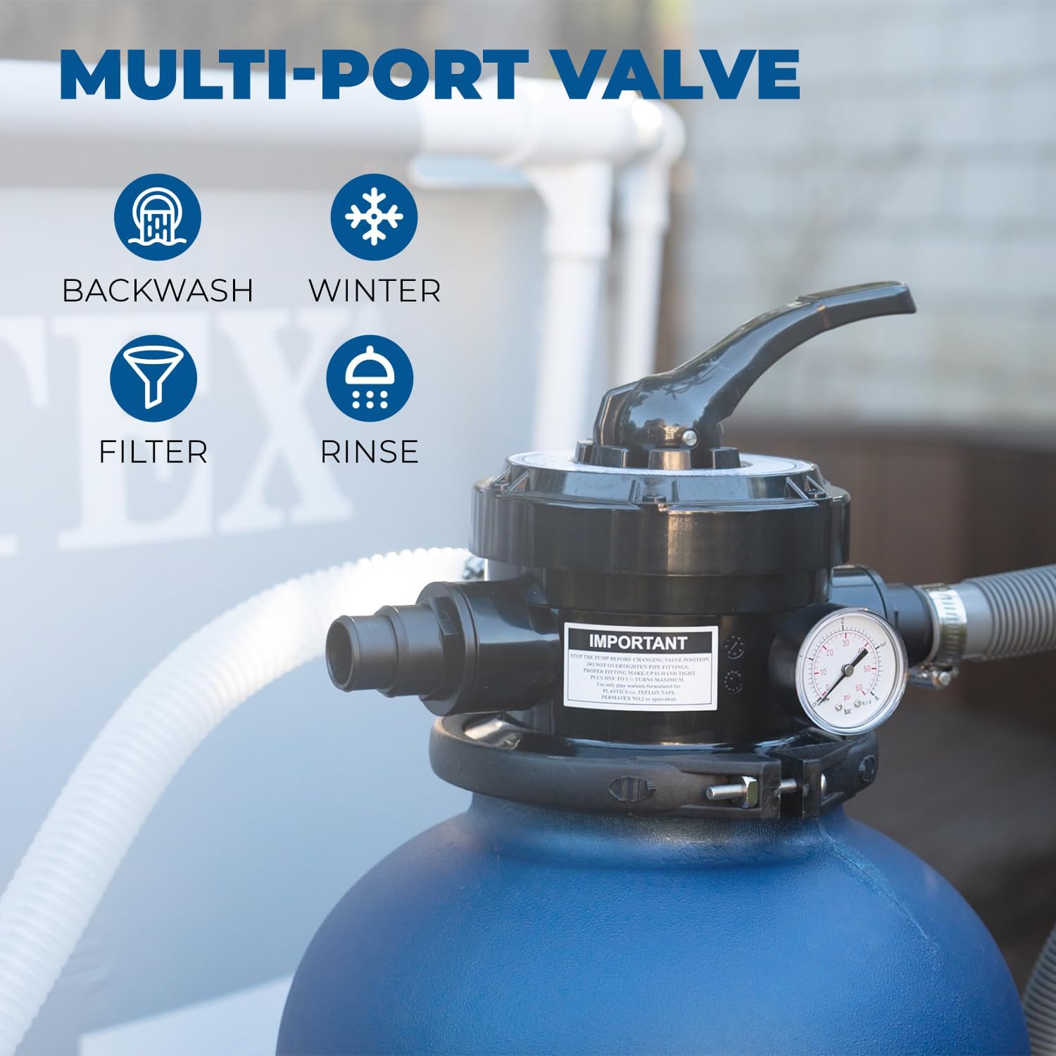 XtremepowerUS 13' Sand Filter 3/4HP Pool Pump 2,400GPH for Above Ground Swimming Pool Multi-Port Valve Up to 10,000 Gallons, 1-1/4'NPT Pool Sand Filter with Enhanced Circulation System