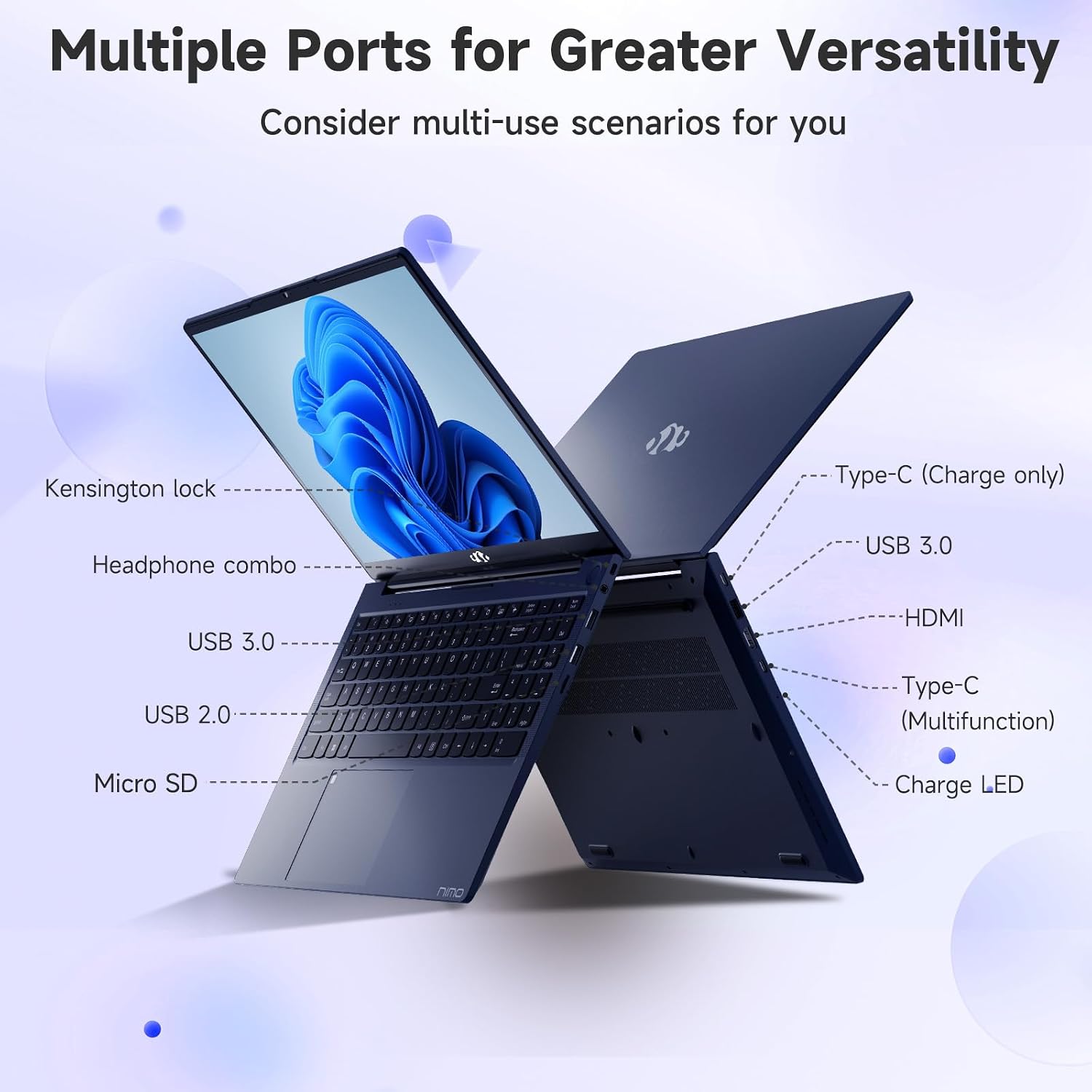NIMO 15.6' IPS FHD-Business-Laptop, Intel 6 Core i3-1215U 32GB RAM 2TB SSD (Beat i5-1135G7, Up to 4.4GHz) Computer with 65W Type C Fingerprint Backlit Keyboard Wi-Fi 6 Numpad Win 11